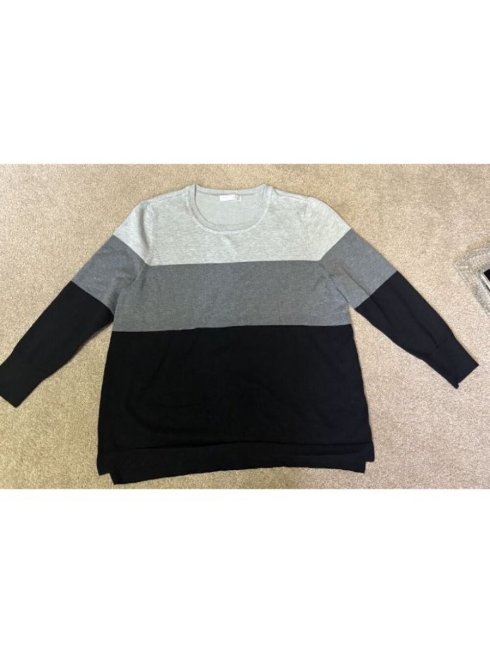 Retrology Color Block Sweater Black Grey Womens XL